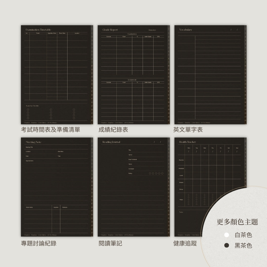 All Pass 直式電子筆記本｜完整版｜黑茶色